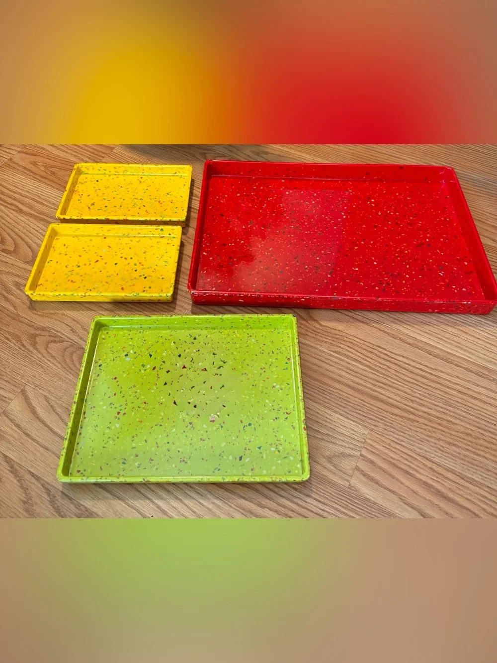 Rare Multi-Compartment Bright Toy & Craft Organizer Tray - Yellow & Lime